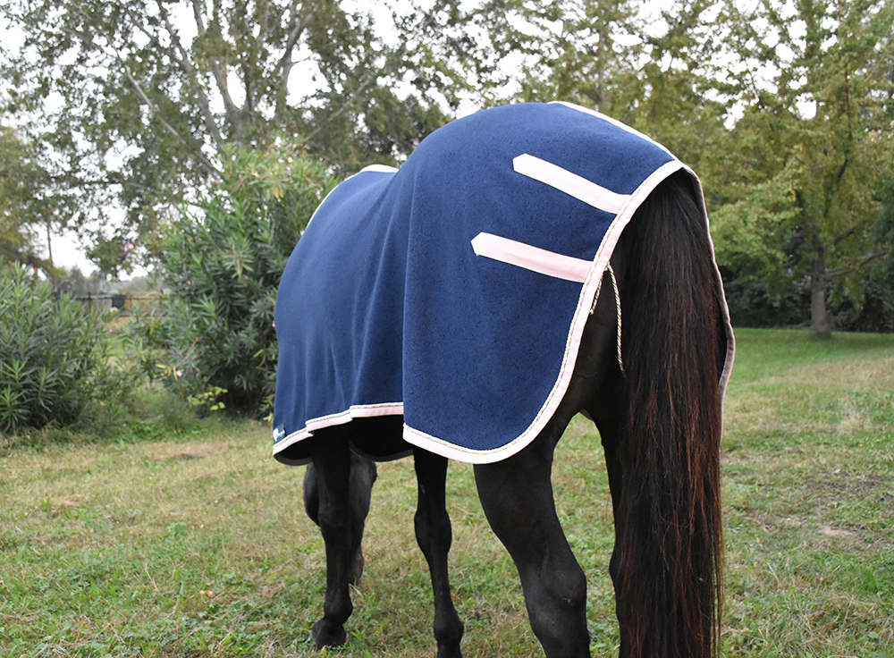 Coperta da passeggio personalizzata in pile blu